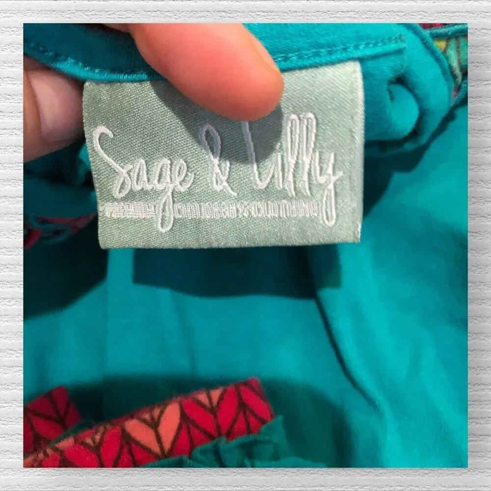 Sage & Lilly Girls 5 Tunic Set Blue Tank Top Ruffle Colorful